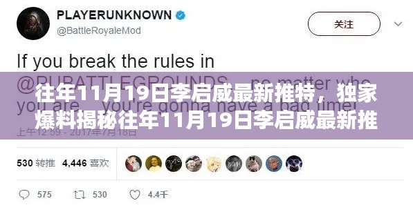 獨家揭秘，李啟威往年11月19日推特動態(tài)深度解讀與爆料速遞