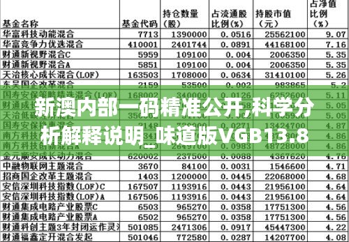 新澳內(nèi)部一碼精準(zhǔn)公開(kāi),科學(xué)分析解釋說(shuō)明_味道版VGB13.83