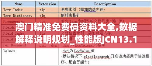 澳門精準(zhǔn)免費(fèi)碼資料大全,數(shù)據(jù)解釋說明規(guī)劃_性能版JCN13.16
