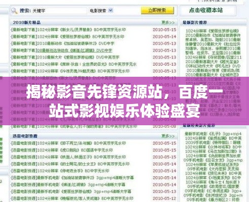 揭秘影音先鋒資源站，百度一站式影視娛樂體驗盛宴