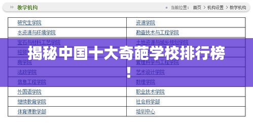 揭秘中國十大奇葩學校排行榜！