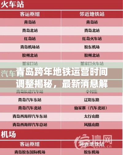 青島跨年地鐵運(yùn)營(yíng)時(shí)間調(diào)整揭秘，最新消息解讀，是否延長(zhǎng)跨年運(yùn)營(yíng)時(shí)間？