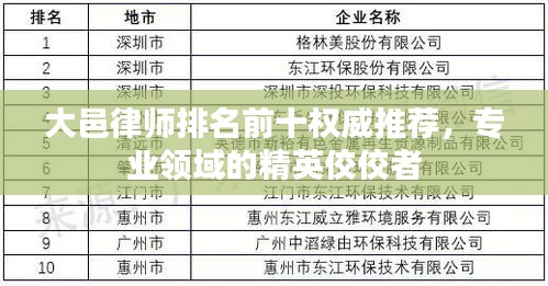 大邑律師排名前十權(quán)威推薦，專業(yè)領(lǐng)域的精英佼佼者